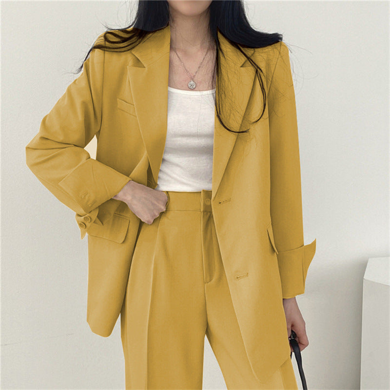 Suit Jacket High Sense Women's Spring and Autumn Design Sense Thin Niche Professional suit Temperament Slim-fit Small Suit Two-piece Set
