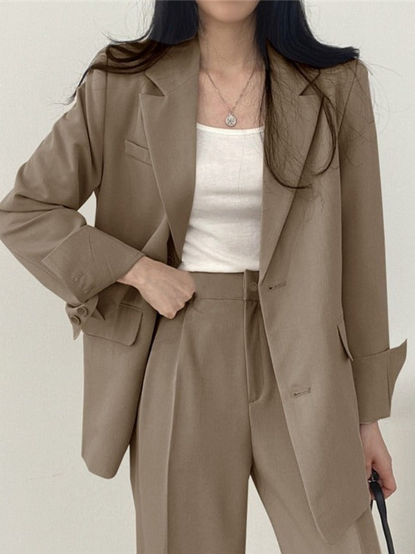 Suit Jacket High Sense Women's Spring and Autumn Design Sense Thin Niche Professional suit Temperament Slim-fit Small Suit Two-piece Set