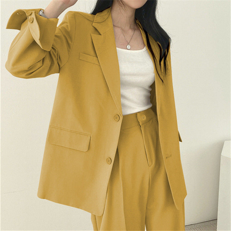 Suit Jacket High Sense Women's Spring and Autumn Design Sense Thin Niche Professional suit Temperament Slim-fit Small Suit Two-piece Set
