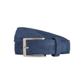 RB4029D | Cintura Uomo Made in Italy in Vera Pelle Scamosciata. Fibbia in finitura Argento Satinato. Colore Blu. Dimensioni: cm 125 x 3,5 x 0,5 (giro vita cm 110)-0