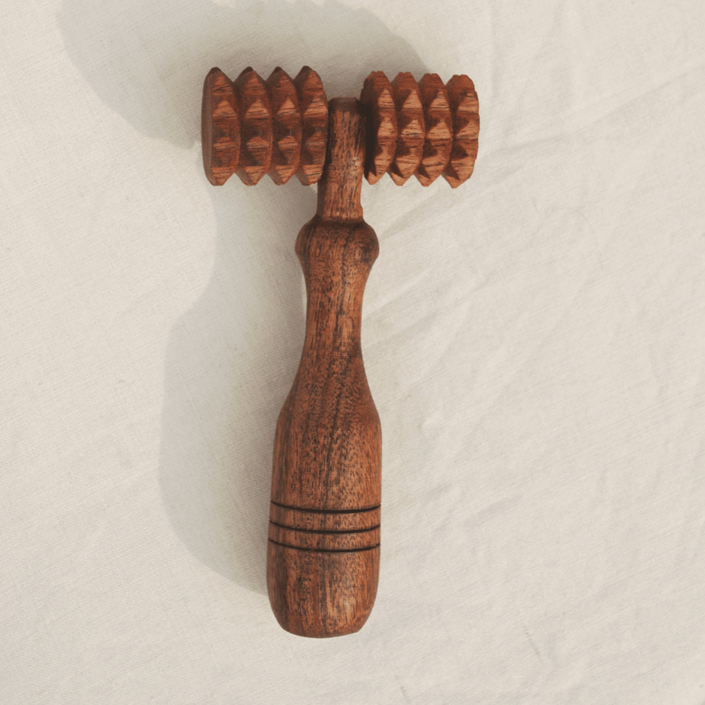 Wooden deep tissue massage roller-0